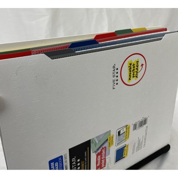 Five Star Advance Wirebound Notebook 5 Subject College Ruled White 11 in x 8.5 - Picture 4 of 5